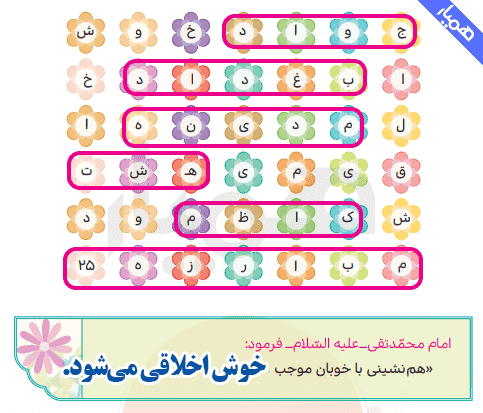 جواب بگرد و پیدا کن صفحه ۶۶ و ۶۷ هدیه ها چهارم