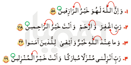 جواب تمرین های صفحه ۹۰ قرآن چهارم